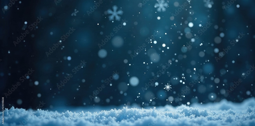 Delicate snowflakes fall gently on a dark canvas, snowfall, flakes, cold Delicate snowflakes fall gently on a dark canvas, snowfall, flakes, cold