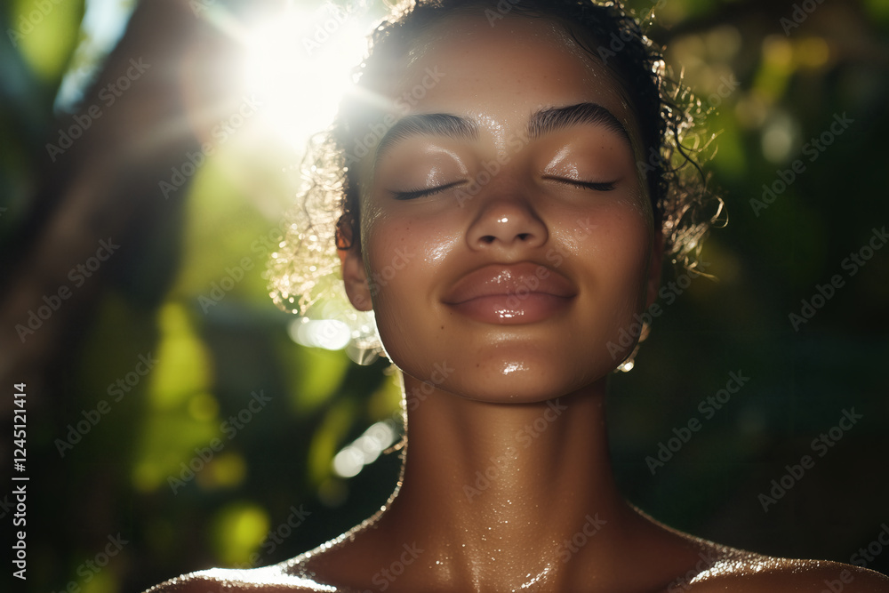 Radiant skin glowing in the sunlight. Radiant skin glowing in the sunlight.