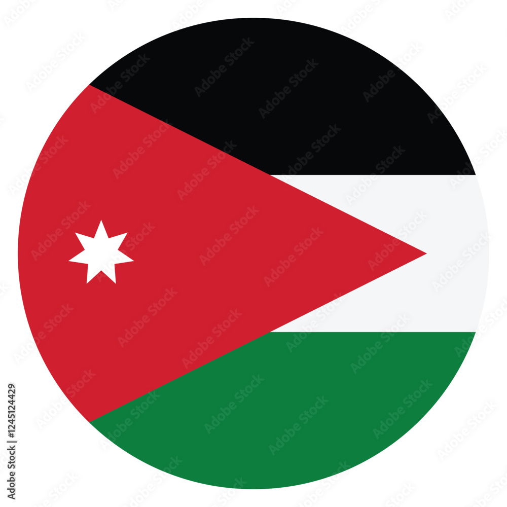 Jordan flag. Jordan circle flag logo icon computer vector illustration design Jordan flag. Jordan circle flag logo icon computer vector illustration design