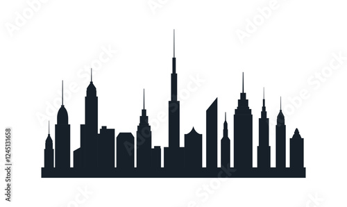 Silhouette of Cityscape Skyscrapers Buildings Landscape Wallpaper in Modern City Town