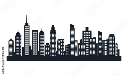 Silhouette of Cityscape Skyscrapers Buildings Landscape Wallpaper in Modern City Town
