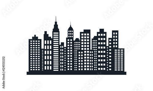 Silhouette of Cityscape Skyscrapers Buildings Landscape Wallpaper in Modern City Town