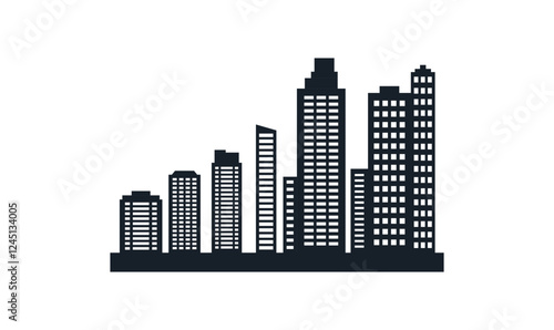 Silhouette of Cityscape Skyscrapers Buildings Landscape Wallpaper in Modern City Town