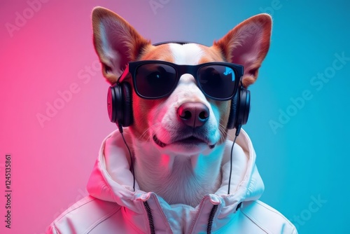Cool Dog Wearing Headphones And Sunglasses