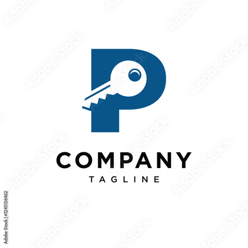 Letter P Key Logo Icon Vector