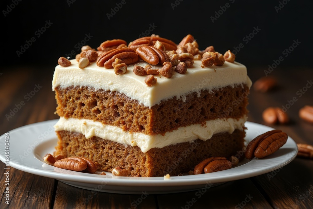 Delicious Pecan Cake Layered with Creamy Frosting Delicious Pecan Cake Layered with Creamy Frosting