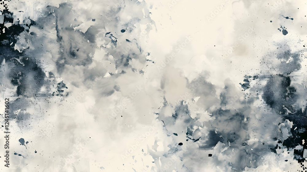 Obraz premium Abstract watercolor painting with soft gray and blue tones, creating a serene backdrop for design