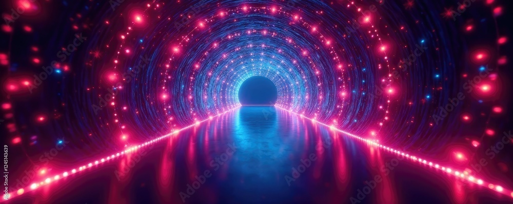 Glowing tunnel lit by a series of shimmering lights, radiant, shimmering lights, luminescent Glowing tunnel lit by a series of shimmering lights, radiant, shimmering lights, luminescent