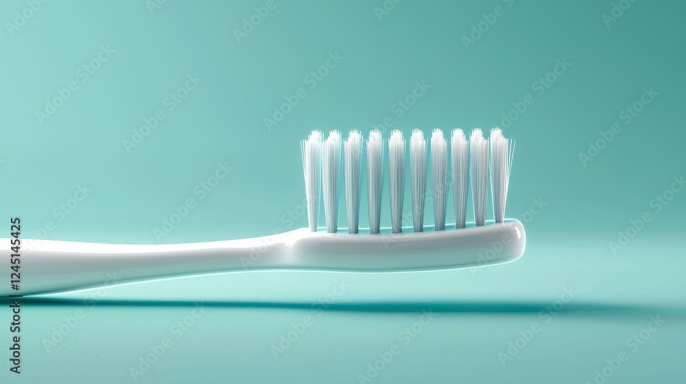 Close-up of a modern toothbrush on teal background. Close-up of a modern toothbrush on teal background.