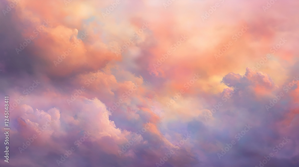 Fototapeta premium A stunning display of colorful clouds at sunset with soft pastel hues blending beautifully.