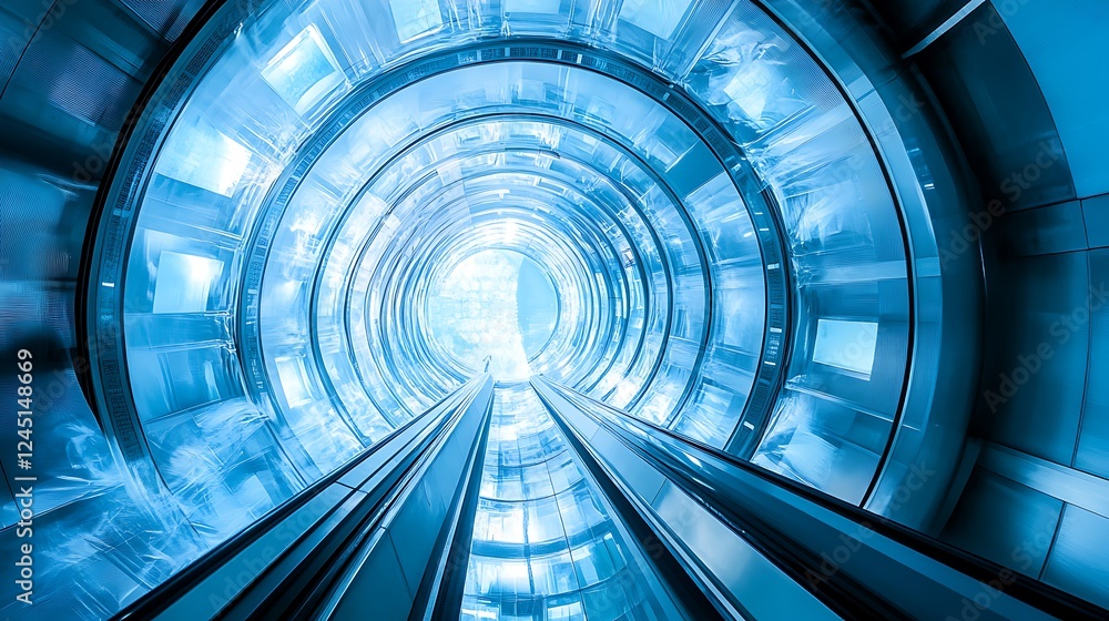 Abstract Blue Spiral Elevator: Modern Architecture and Futuristic Design Abstract Blue Spiral Elevator: Modern Architecture and Futuristic Design