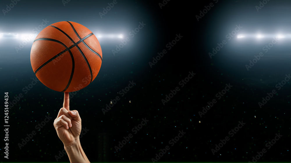 Basket ball spinning on a finger Basket ball spinning on a finger