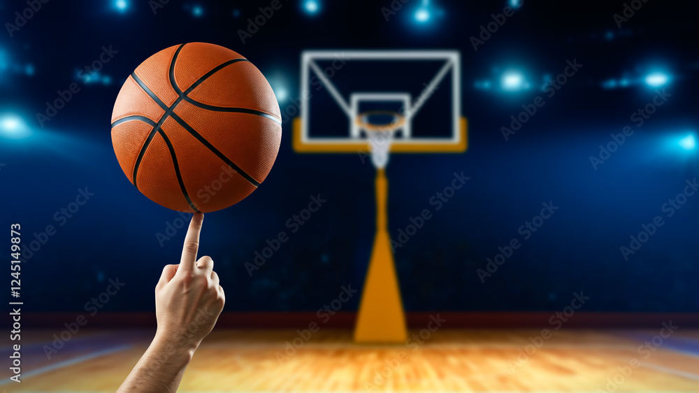 Fototapeta premium Basket ball spinning on a finger