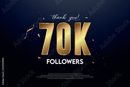 70k followers celebration with beautiful background. design vector.