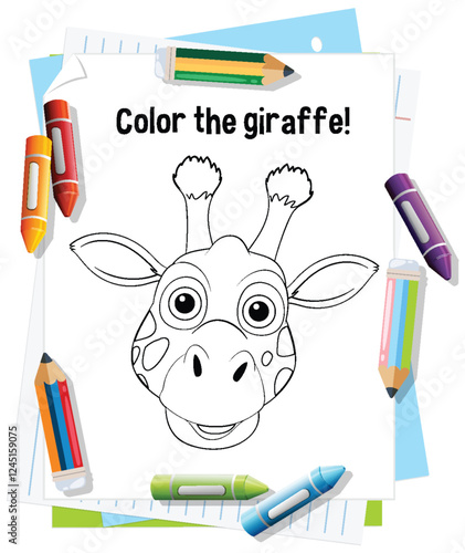 Colorful Giraffe Doodle for Kids
