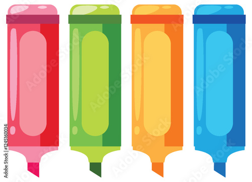 Colorful Highlighters in a Row