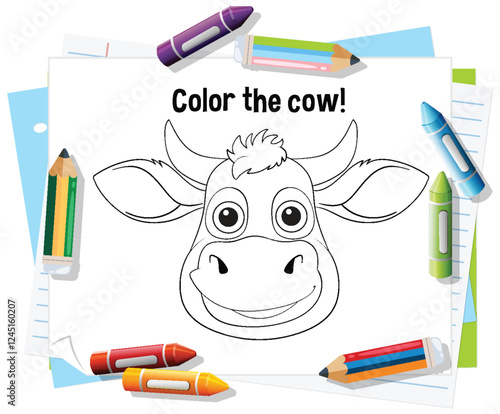 Colorful Cow Doodle for Kids