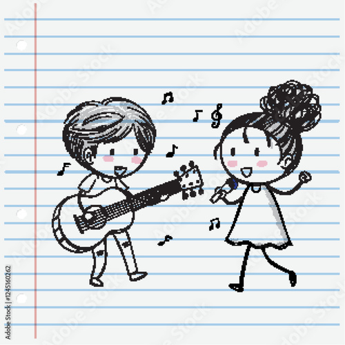 Musical Duo Performing with Joy