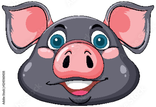 Smiling Cartoon Pig Face Illustration