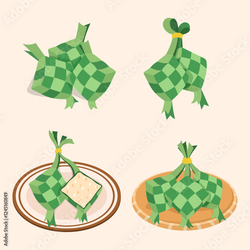 Hand drawn ketupat doodle collection vector illustration