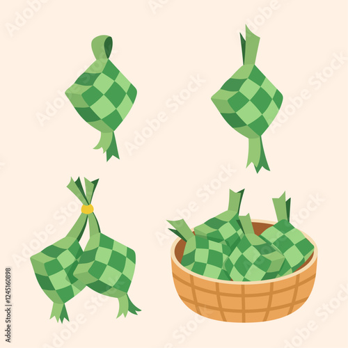 Hand drawn ketupat doodle collection vector illustration