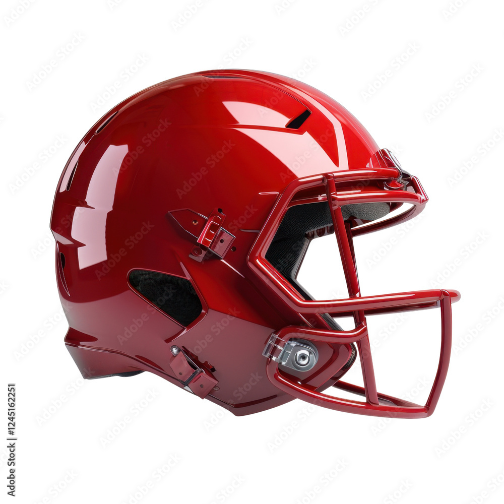 Fototapeta premium Red football helmet with sleek design and modern features, perfect for sports enthusiasts and athletes