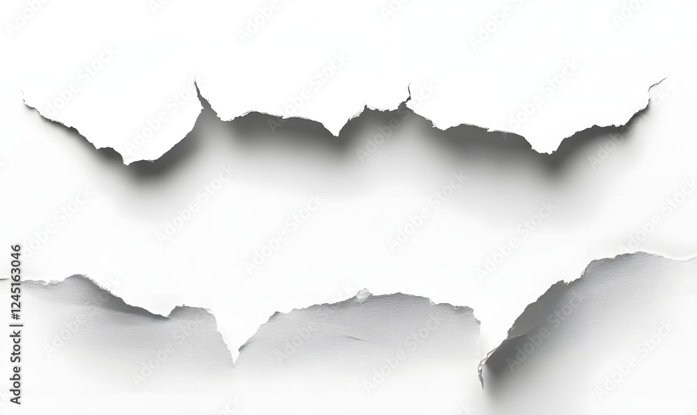 Torn paper frame, white background, copy space, design element, for website or brochure Torn paper frame, white background, copy space, design element, for website or brochure