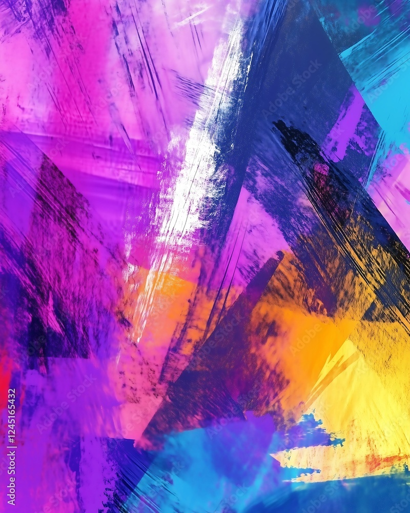 Vibrant abstract painting showcasing a burst of colors and dynamic brush strokes. Vibrant abstract painting showcasing a burst of colors and dynamic brush strokes.
