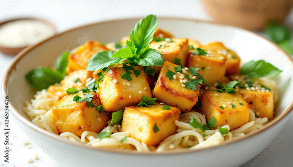 Pan-seared Tofu with Sesame Seeds and Noodles Pan-seared Tofu with Sesame Seeds and Noodles