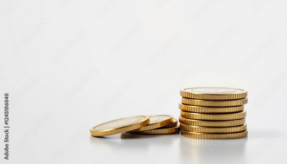 Stack of Gold Coins on White Background Savings and Finance Stack of Gold Coins on White Background Savings and Finance