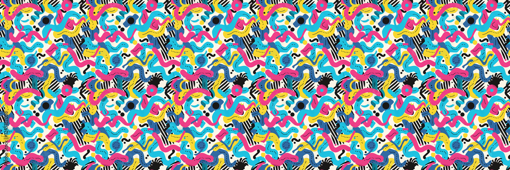 Seamless pattern with geometric shapes in the style. Multicolored vintage background with triangles, circles and squares for textile, fabric and Sudanese fabric art. Seamless pattern with geometric shapes in the style. Multicolored vintage background with triangles, circles and squares for textile, fabric and Sudanese fabric art.