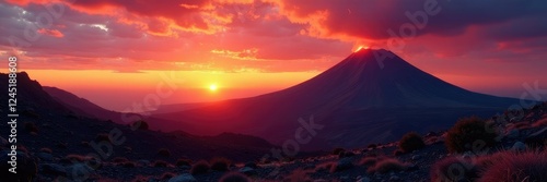 Wallpaper Mural Volcanic landscape of Sicily with Etna volcano at sunset, natural, landscape, sun Torontodigital.ca