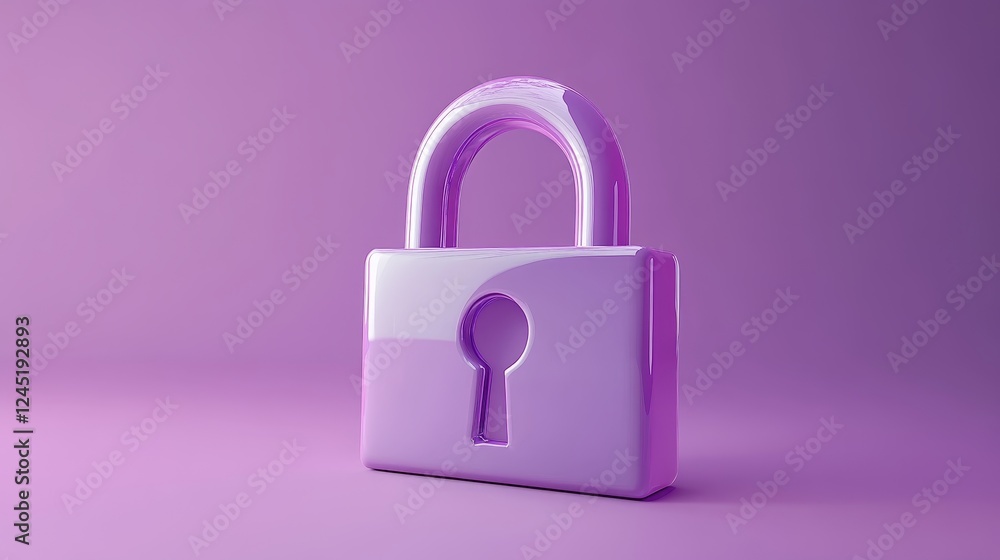 Shiny pink lock on purple background symbolizing security and privacy Shiny pink lock on purple background symbolizing security and privacy