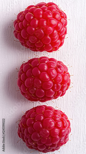 Fresh raspberries arranged in minimalistic style on textured background