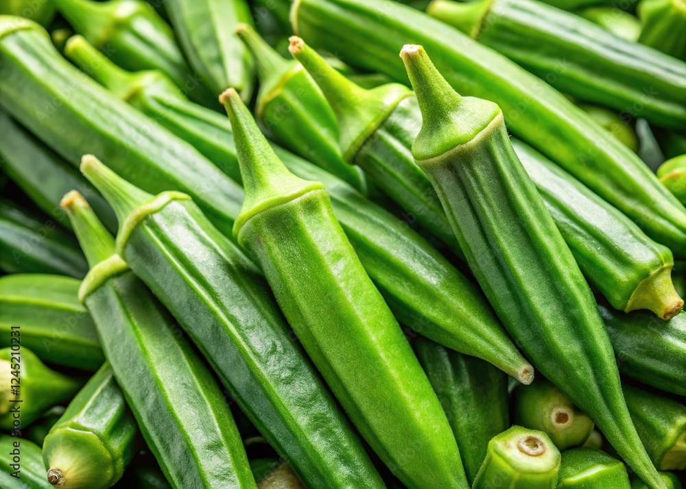 Fresh Okra Harvest: Vibrant Green Pods Ready for Cooking Fresh Okra Harvest: Vibrant Green Pods Ready for Cooking