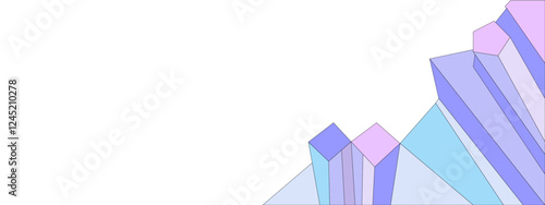 A colorful digital artwork featuring dynamic, crystalline forms,