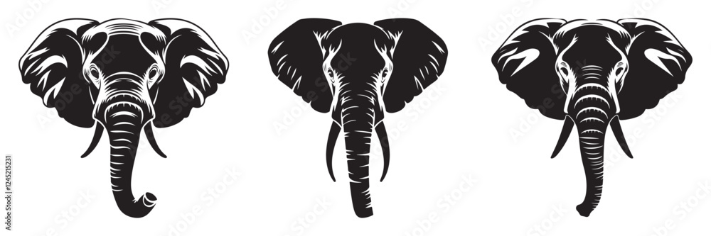 Obraz premium Elephant vector silhouette illustration isolated on white background.