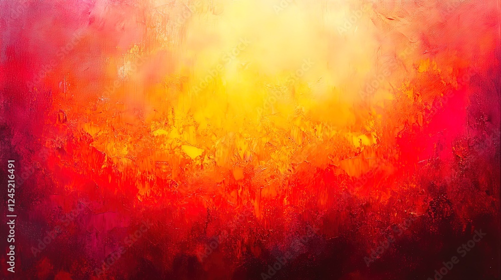 A fiery abstract acrylic painting with glowing reds and oranges A fiery abstract acrylic painting with glowing reds and oranges