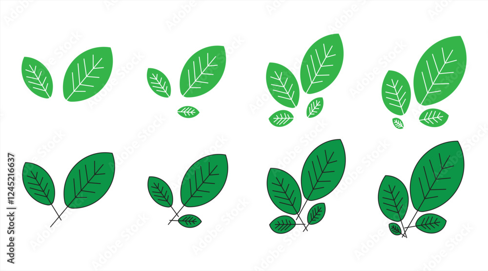 Green leaf icon, Tree and plant leaves, Design elements for labels natural, eco, bio, vegan, eps 10 on white background. Green leaf icon, Tree and plant leaves, Design elements for labels natural, eco, bio, vegan, eps 10 on white background.