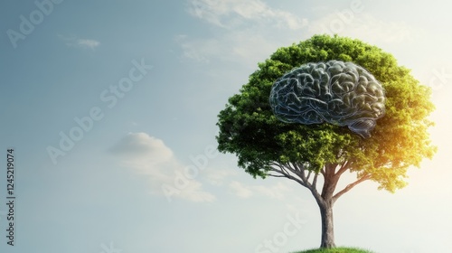 Creative synergy merging nature and mindfulness outdoor setting digital art tranquil atmosphere inspirational perspective