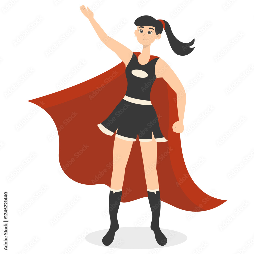Woman Superhero Cartoon Character on White Background. Vector Illustration. Woman Superhero Cartoon Character on White Background. Vector Illustration.