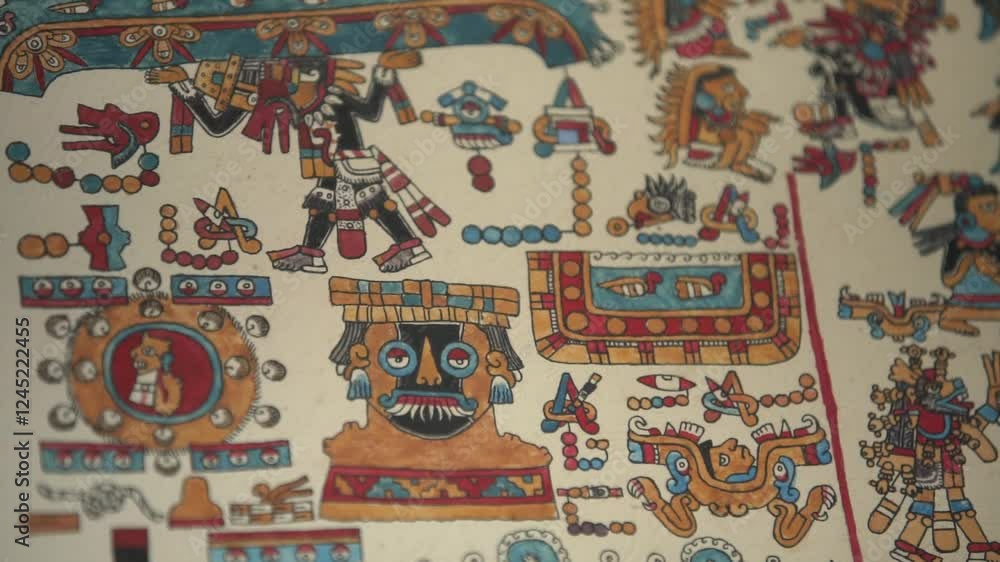 Ancient Aztec Codex, Mexico Museum Ancient Aztec Codex, Mexico Museum