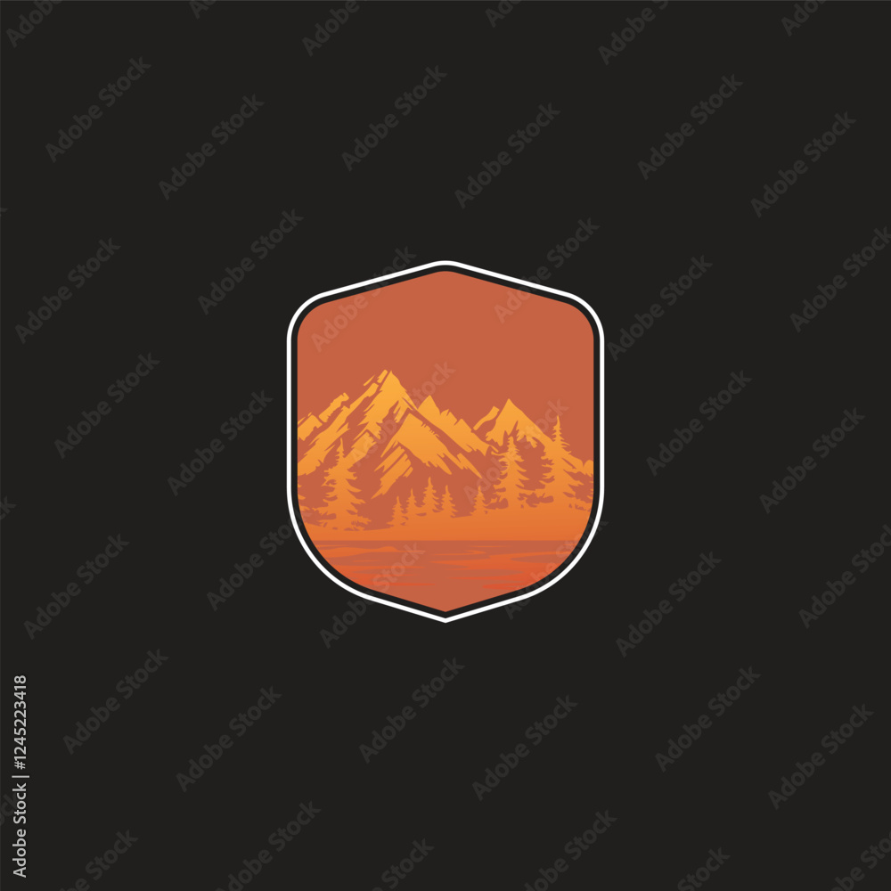 Mountain logo design inspiration, Mountain illustration, outdoor adventure . Vector graphic print for t shirt and other uses Mountain logo design inspiration, Mountain illustration, outdoor adventure . Vector graphic print for t shirt and other uses