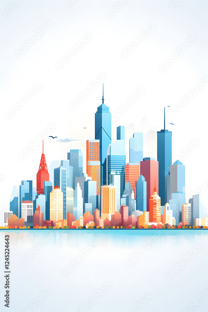 Digital cityscape flat design illustration abstract graphic poster background Digital cityscape flat design illustration abstract graphic poster background