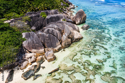 Rock formations and tropical sea, Seychelles photo