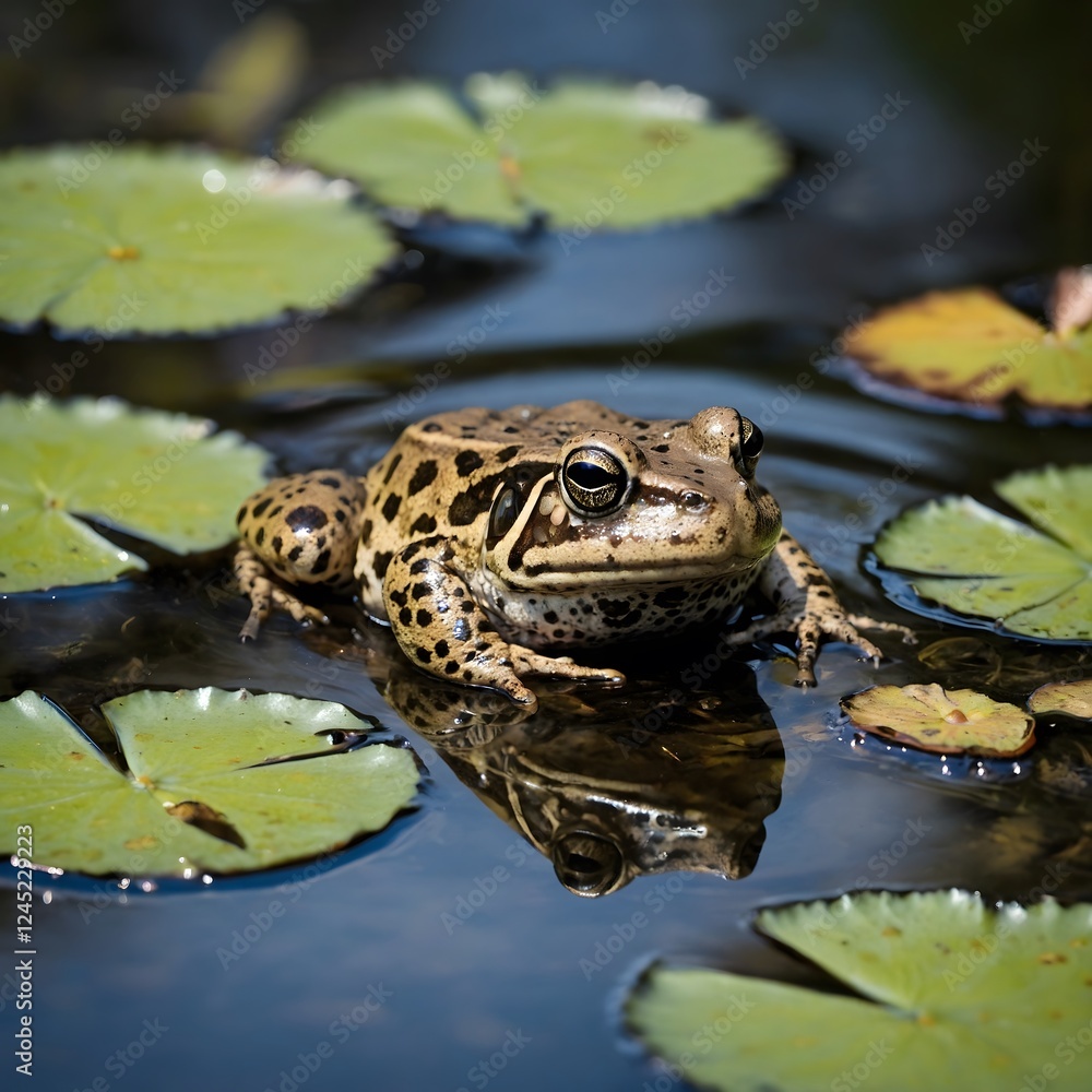 Caring Moments: A Mississippi Gopher Frog and Its Tadpoles by the Pond Caring Moments: A Mississippi Gopher Frog and Its Tadpoles by the Pond