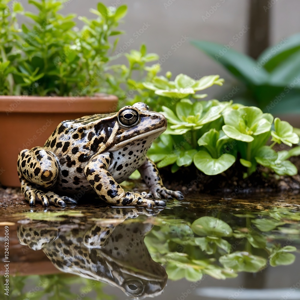Obraz premium Garden Escapade: The Mississippi Gopher Frog's Urban Adventure