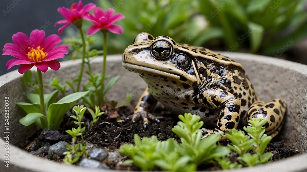 Obraz premium City Discoveries: A Mississippi Gopher Frog Navigating the Garden