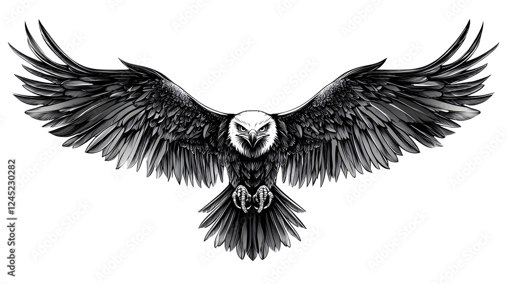 Obraz premium Majestic Eagle in Flight - Powerful Graphic Design