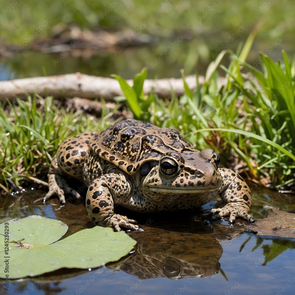Fototapeta premium Together at the Pond: The Gopher Frog and Its Happy Friends
